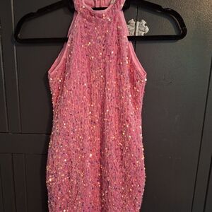 SHEIN Pink Sequin Kids Formal Dress